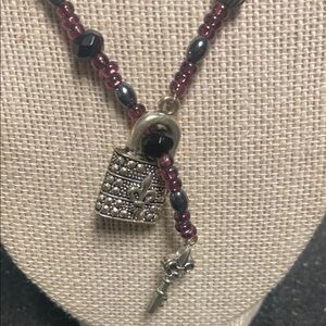 Elegant Beaded Necklace with Lock and Key Pendant